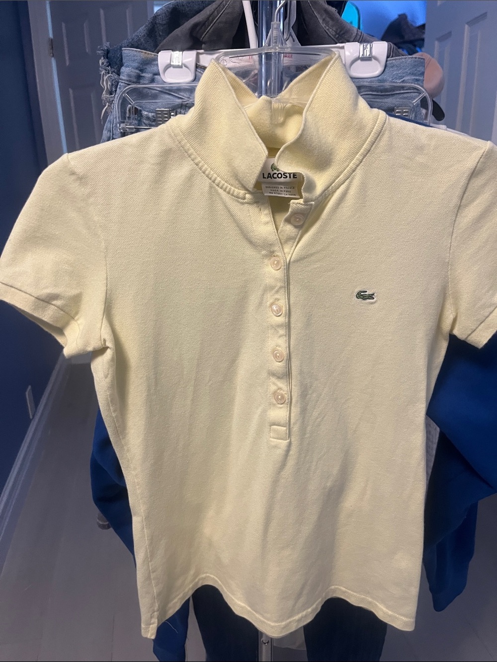 Lacoste Pale Yellow Button-Front Polo Shirt